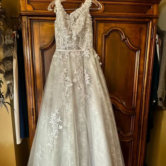 slim fit dress slacks Ball Gown Long Sleeve Wedding Dress with Cathedral Train Ariel main image 1
